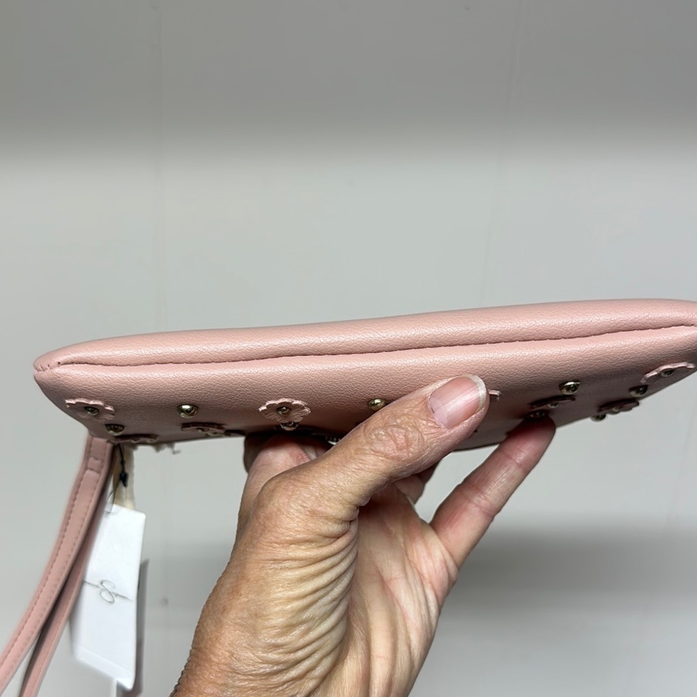 Jessica Simpson Lorelei Pink Floral Studded Wristlet-Wallet - Picture 3 of 8